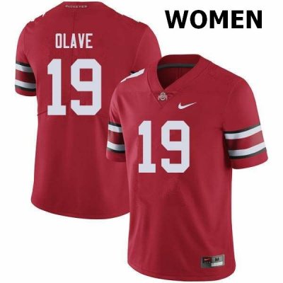 Women's Ohio State Buckeyes #19 Chris Olave Red Nike NCAA College Football Jersey Fashion MAC6644VP